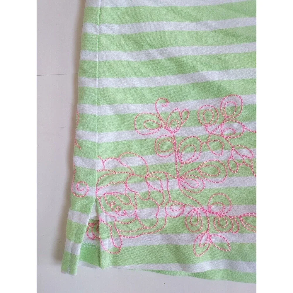 Lady Hagan Lime Green & White Striped Golf Skort W/Pink Embroidery Size 8